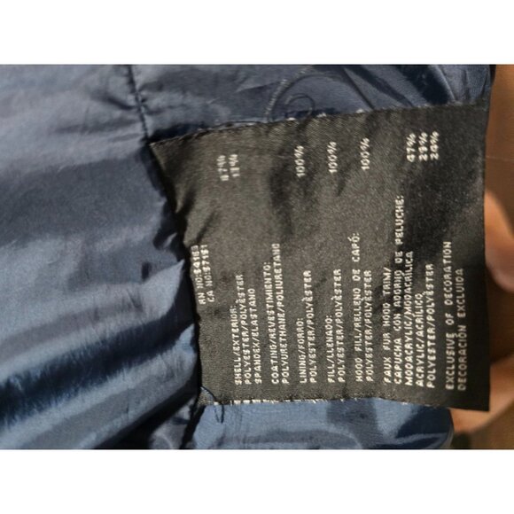 Andrew Marc New York Womens Quilted Coat With Faux Down Hood Navy Size Large - Picture 8 of 9